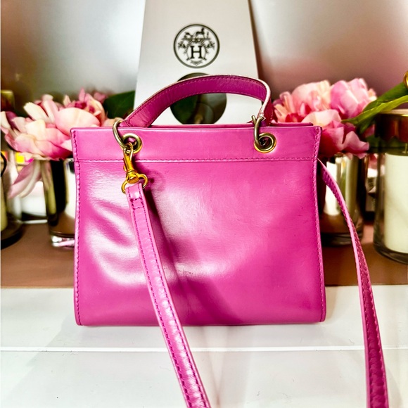 Celine Handbags - RELISTED Vintage Celine Triomphe Pink Leather Handbag Shoulder Bag